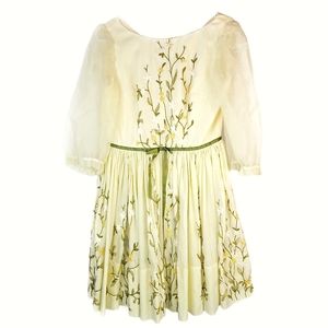 Vintage hand embroidered floral fit and flare